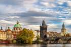 Charles Bridge and Vlata River at sunset in Prague-Czech Republic Art Print